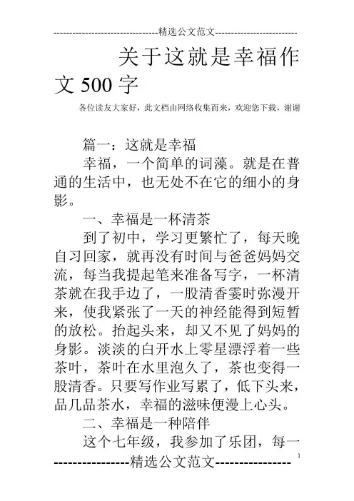 关于这就是幸福作文500字