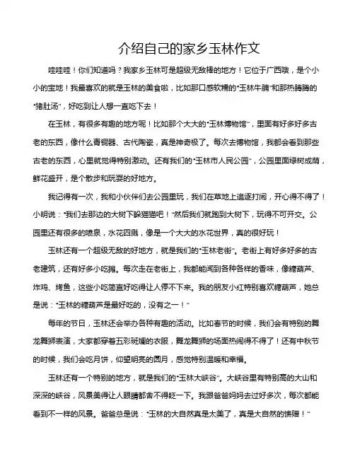 介绍自己的家乡玉林作文