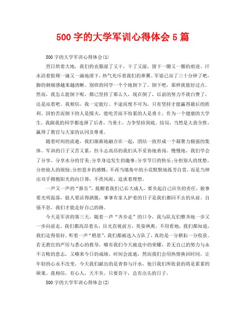 500字的大学军训心得体会5篇