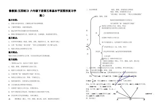 鲁教版(五四制)》六年级下册第五章基本平面图形复习学案()