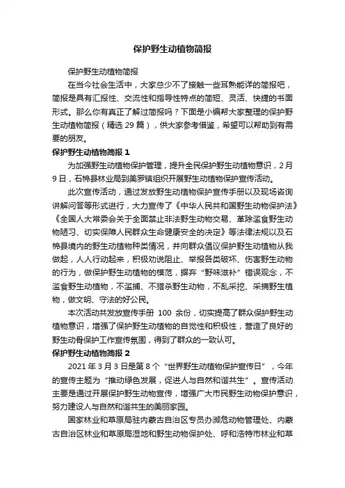 保护野生动植物简报（精选29篇）