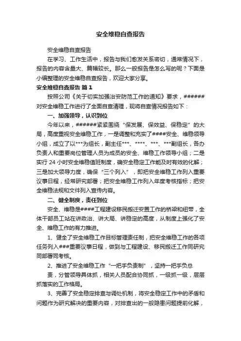 安全维稳自查报告