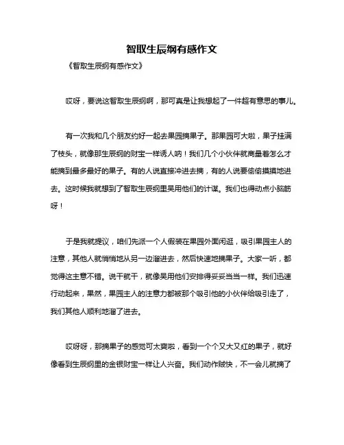 智取生辰纲有感作文