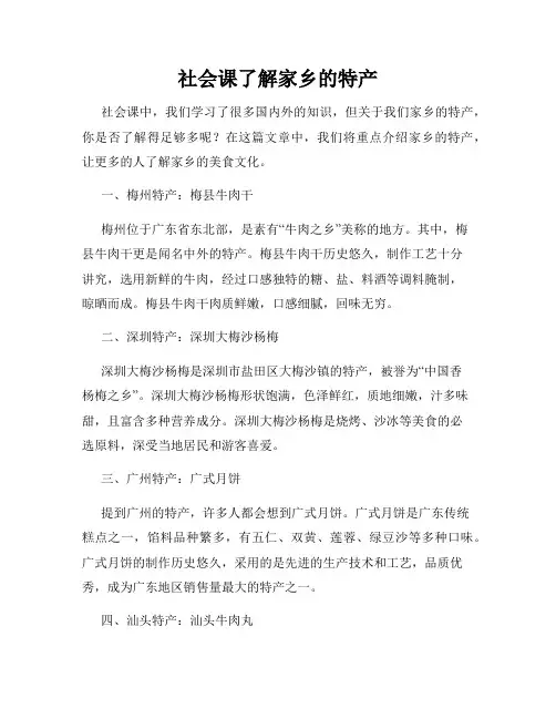 社会课了解家乡的特产
