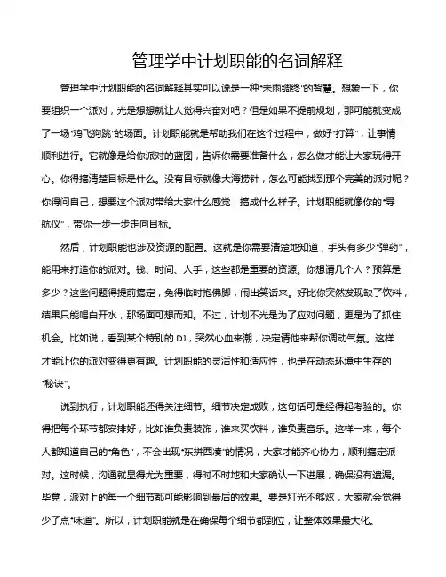 管理学中计划职能的名词解释