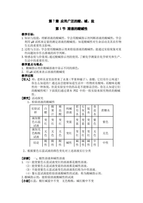 沪教新课标九年级下册初中化学《第七章 应用广泛的酸、碱、盐 第1节 溶液的酸碱性》_1