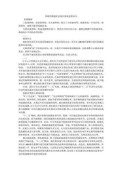 参观世博最佳实践区感觉意犹未尽