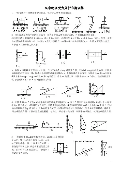 高一物理受力分析专题训练(含答案)