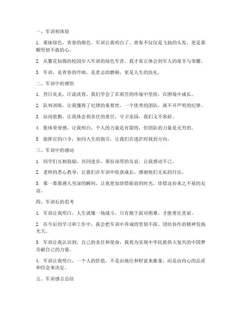 大学生军训感言经典语句