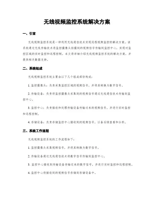 无线视频监控系统解决方案