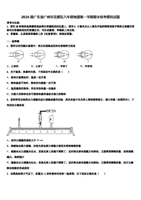 2024届广东省广州市花都区八年级物理第一学期期末统考模拟试题含解析