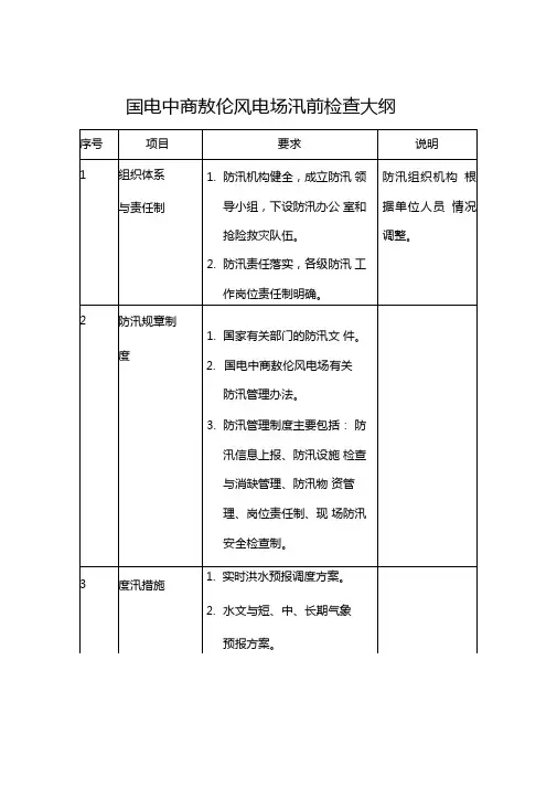 汛期汛前汛后检查大纲