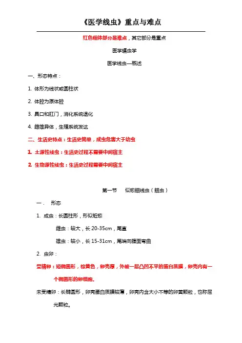 医学寄生虫,线虫重难点