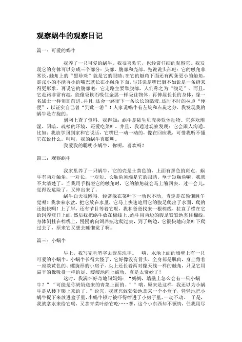 观察蜗牛的观察日记