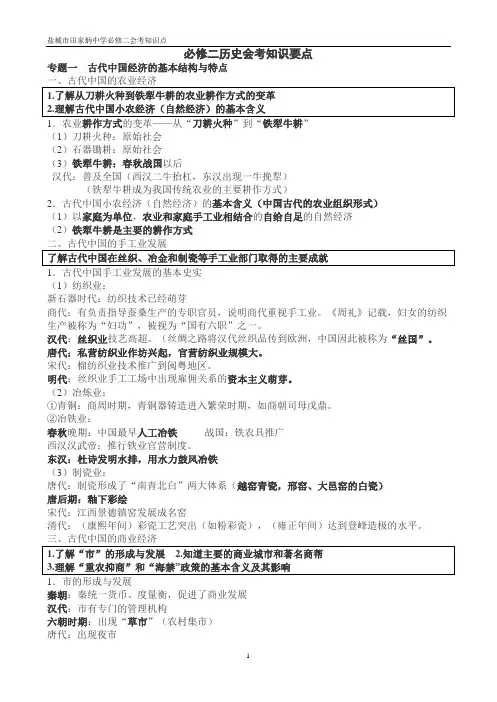 历史必修二会考知识点