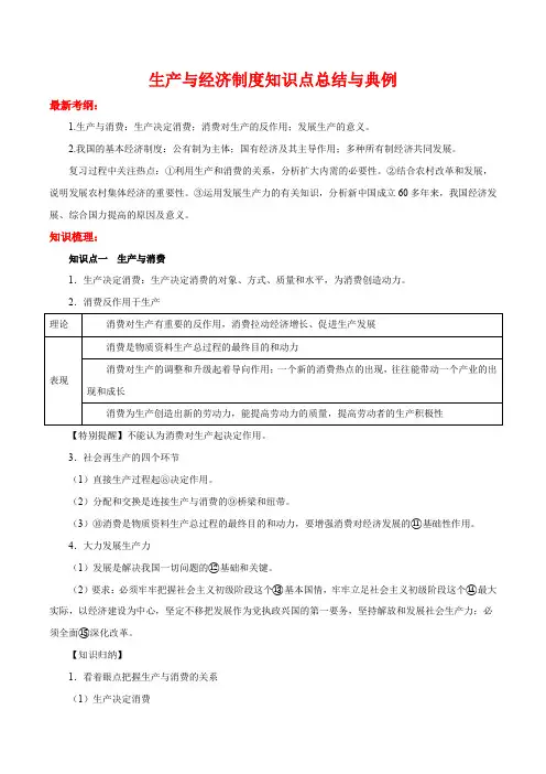 生产与经济制度知识点总结与典例(含详解)【强烈推荐】