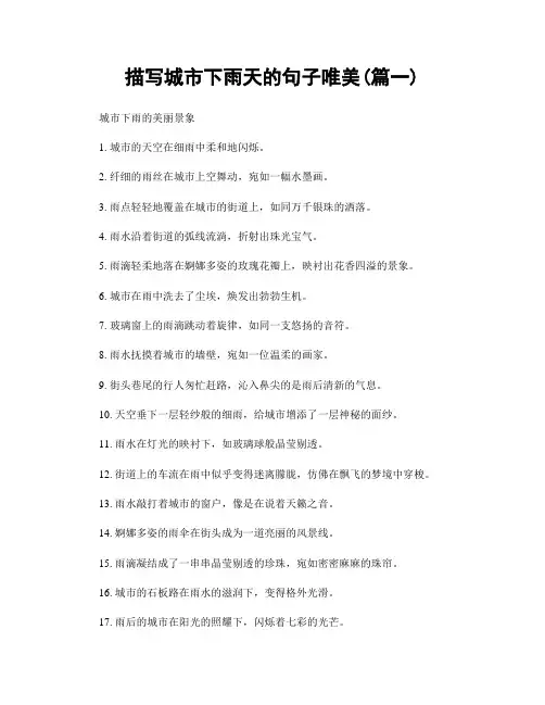 描写城市下雨天的句子唯美(精选两篇)