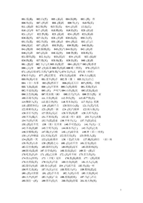 初中1000个常见的错别字