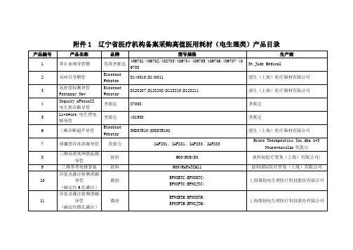 辽宁医疗机构备案采购高值医用耗材电生理