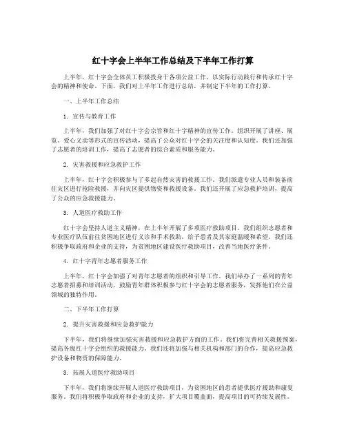 红十字会上半年工作总结及下半年工作打算