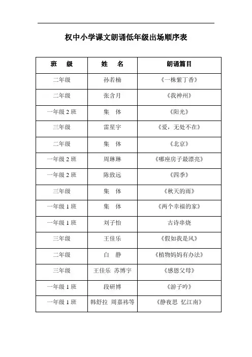 课文朗诵出场顺序表