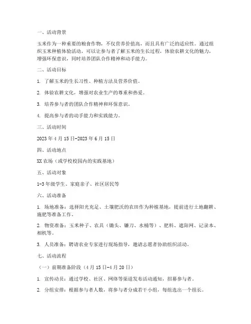 实践活动种玉米活动方案