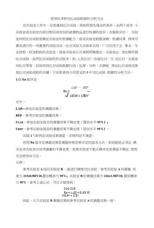 常用的3种对比试样的评价方法