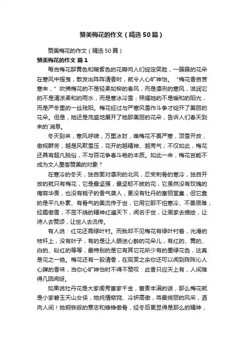 赞美梅花的作文（精选50篇）