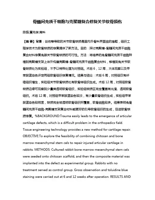 骨髓间充质干细胞与壳聚糖复合修复关节软骨损伤