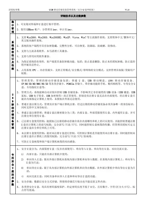 USB移动存储设备管理系统-技术参数