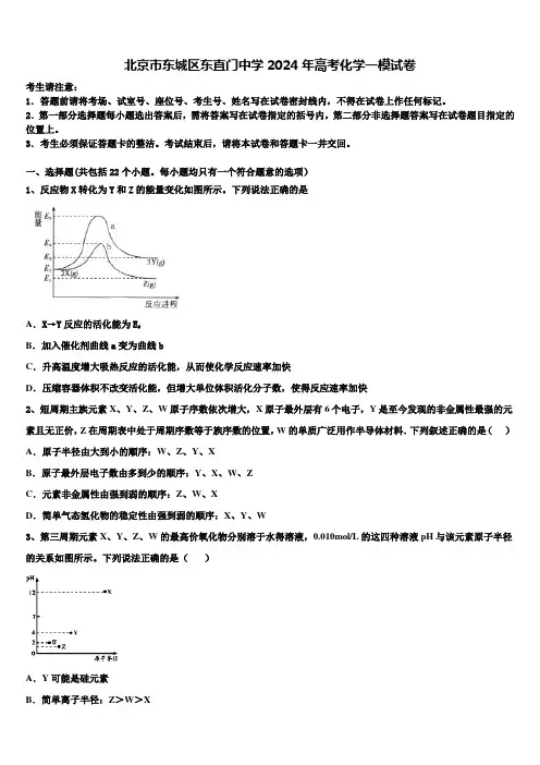 北京市东城区东直门中学2024年高考化学一模试卷含解析