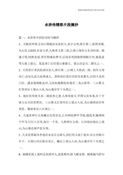 水浒传精彩片段摘抄