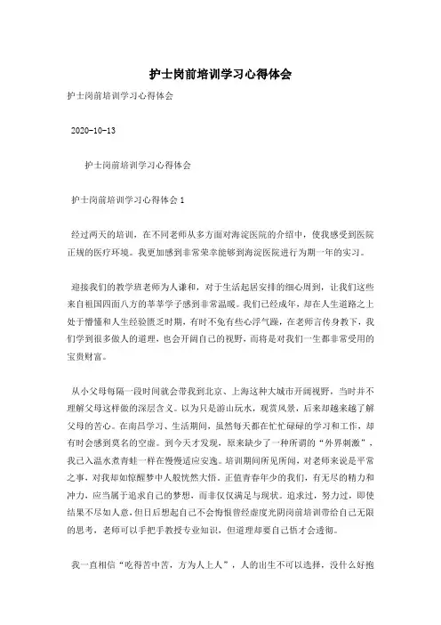 护士岗前培训学习心得体会