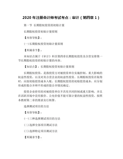 2020年注册会计师考试考点：审计(第四章1)