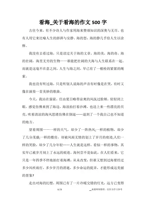 看海_关于看海的作文500字