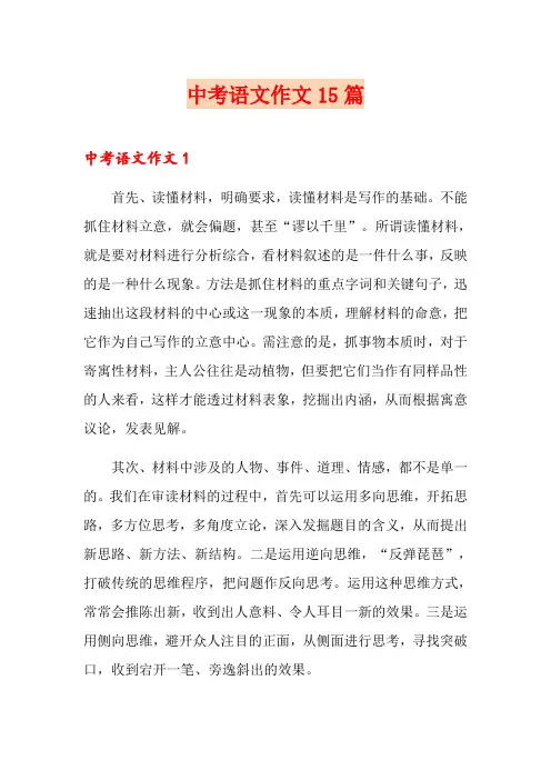 中考语文作文15篇