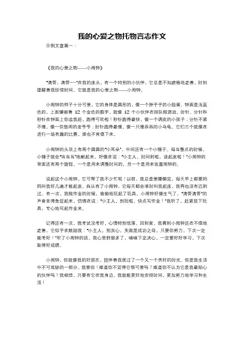 我的心爱之物托物言志作文