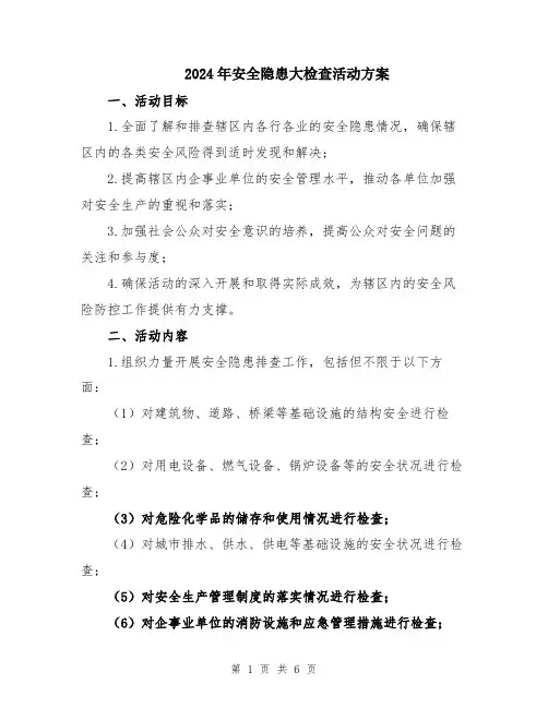 2024年安全隐患大检查活动方案