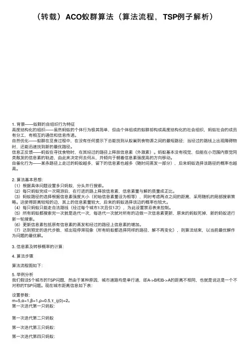 （转载）ACO蚁群算法（算法流程，TSP例子解析）
