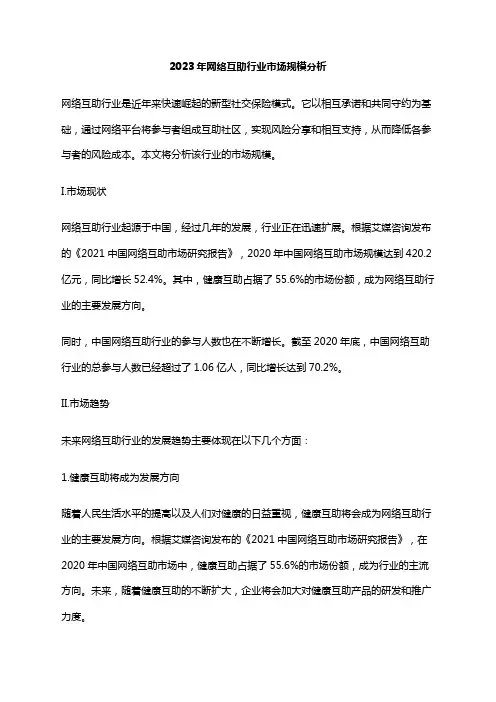 2023年网络互助行业市场规模分析