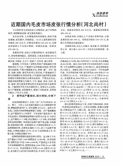 近期国内毛皮市场皮张行情分析(河北尚村)