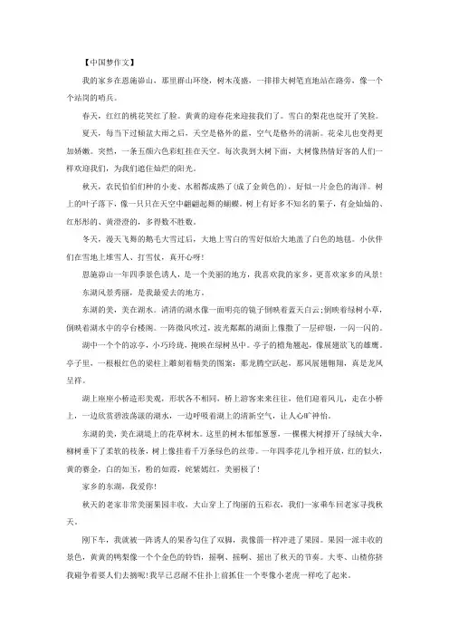 描写家乡冬天景色的作文300字三篇精选