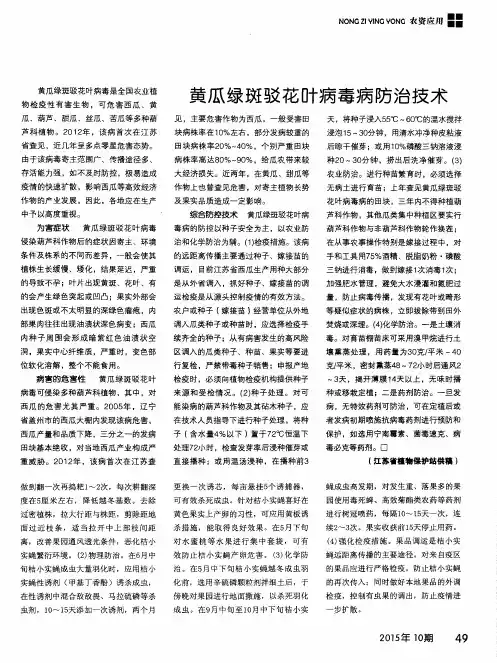 黄瓜绿斑驳花叶病毒病防治技术
