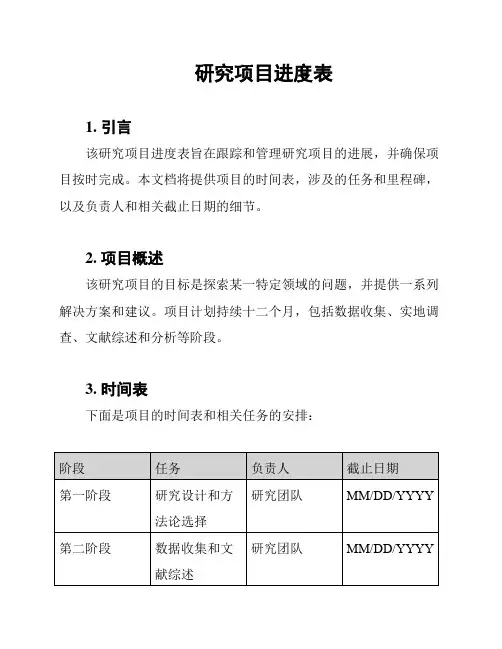 研究项目进度表