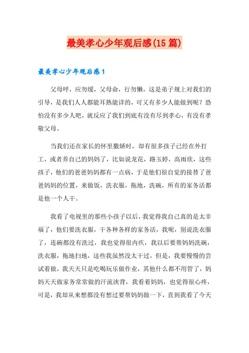 最美孝心少年观后感(15篇)