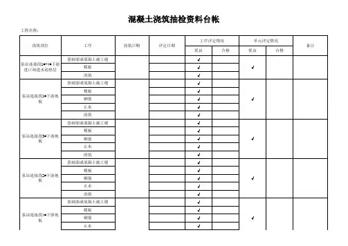 混凝土浇筑资料台帐--