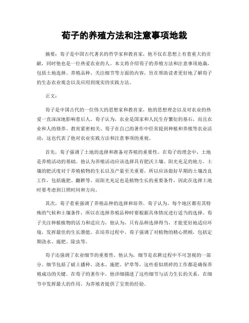 荀子的养殖方法和注意事项地栽