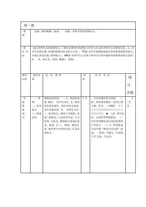 (完整版)初中体育课教案全集