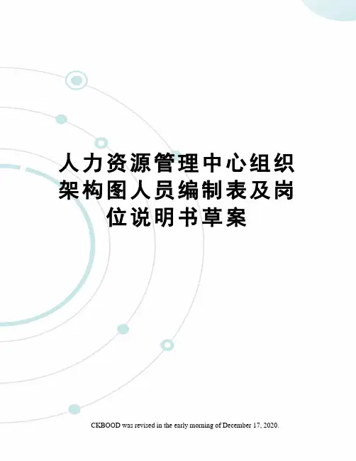 人力资源管理中心组织架构图人员编制表及岗位说明书草案