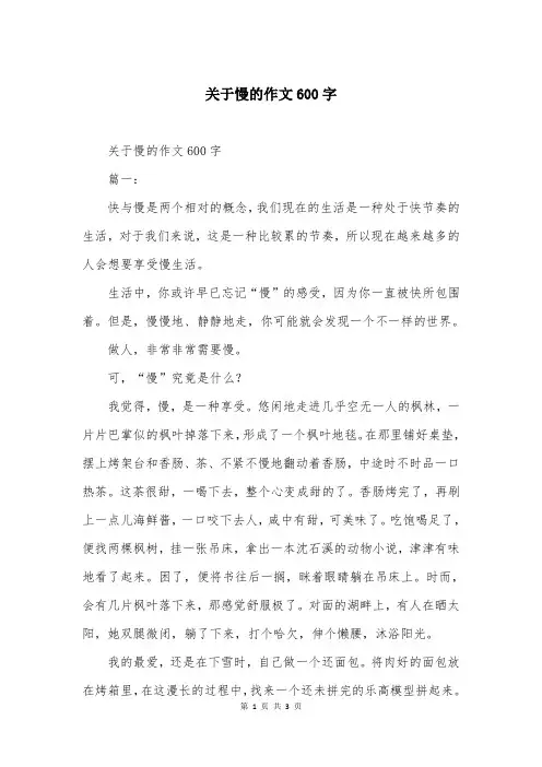 关于慢的作文600字